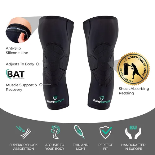 Miniatura 7 de Rodilleras Protección de articulaciones de manga de compresión Tecnología de absorción de impactos Hombres Mujeres Niños, Negro, Talla S