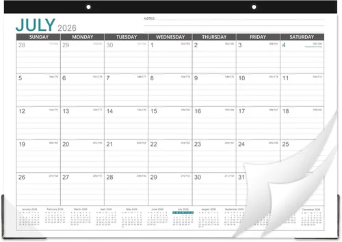 Calendario de escritorio 2026, calendario de escritorio 2026, calendario de escritorio de 17 x 12 pulgadas, enero de 2026 a diciembre de 2026,