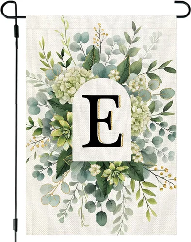 Miniatura 21 de CROWNED BEAUTY Bandera de jardín con monograma, letra inicial A de 12 x 18 pulgadas, doble cara para Outsdie, pequeña flor de primavera, apellido
