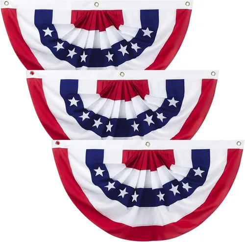 Miniatura 8 de Bandera de abanico plisada estadounidense de 3 x 6 pies, diseño patriótico de medio abanico de Estados Unidos, decoración patriótica del 250