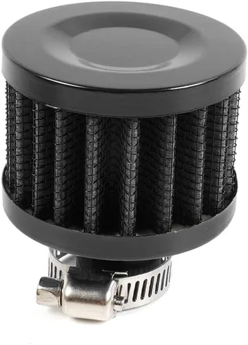 Miniatura 4 de 2 piezas de filtro de aire de entrada de aire frío con respiradero de 12 mm, filtro de respiración para tapa de válvulas para automóvil y Negro