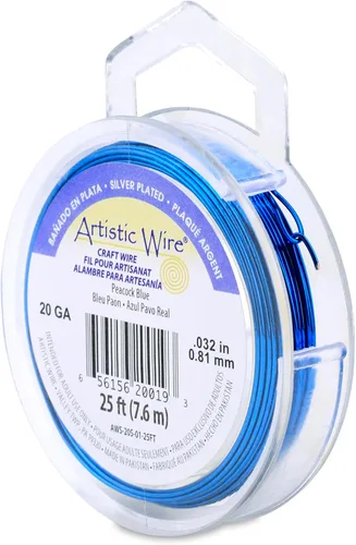 Miniatura 23 de Artistic Wire, alambre para manualidades de calibre 22 bañado en plata, resistente a las manchas, color cobre, blanco, 9,1 m