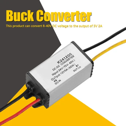 Miniatura 7 de Maxmartt Convertidor CC de 24 V a 12 V 5 A 60 W, convertidor de voltaje, adaptador de corriente CC impermeable, transformador resistente