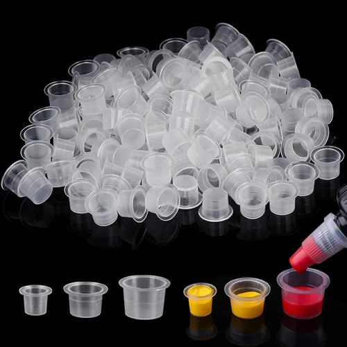 Miniatura 8 de Autdor Tapas de tinta pequeñas – 200 piezas de vasos de pigmento de tatuaje, vasos desechables de tinta de tatuaje para Microblading, maquillaje