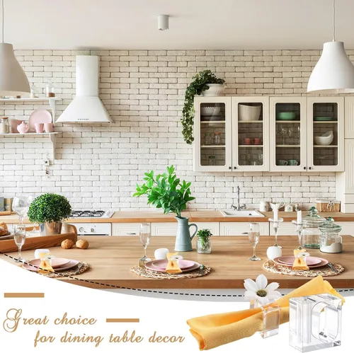 Miniatura 5 de Meanplan 12 servilleteros de flores de acrílico transparente, juego de floreros cuadrados a granel para bodas, decoración de mesa de banquetes