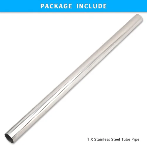Miniatura 7 de Tubo de Escape Recto DIY Personalizado con Mandril de 2 Pulgadas, Acero Inoxidable T304, Ajuste Universal, 45 Pulgadas de Longitud, Tubo Recto
