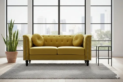 Miniatura 19 de Container Furniture Direct S5370-S Kittleson Sofá Chesterfield tapizado en terciopelo moderno con ribete de clavos, gris Gris (Fossil Grey)
