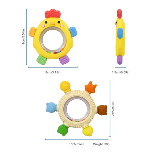 Miniatura 7 de Paquete de 2 juguetes sensoriales para bebés, anillos de dentición para bebés de 0-6, 6 a 12 meses, mordedores de silicona para alivio