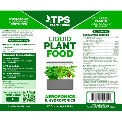 Miniatura 3 de Alimento líquido para plantas para uso en AeroGarden, iDOO y sistemas de cultivo hidropónico, fertilizante líquido 8 oz (250mL)
