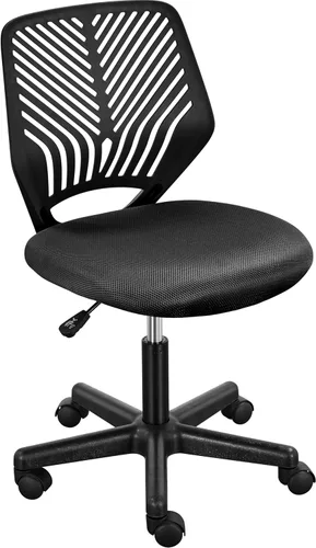 Yaheetech Silla de escritorio linda para estudiantes, de respaldo bajo, sin brazos, silla de estudio con soporte lumbar, silla ajustable y giratoria
