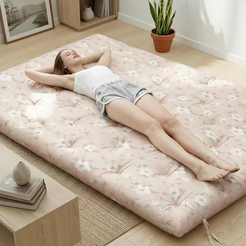 Miniatura 16 de Syrinx Colchón de Futón de Suelo Japonés Tamaño Individual 75"x39", Cama de Suelo Perezosa Plegable Engrosada para Adultos, Tumbona Enrollable