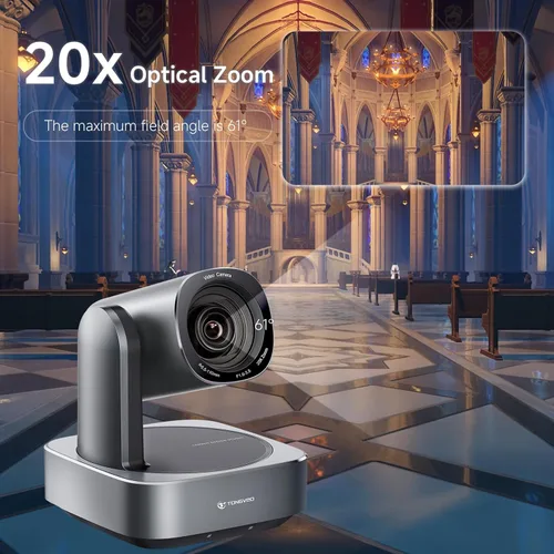 Miniatura 5 de Cámara PTZ de seguimiento automático AI 20x Zoom óptico HDMI USB IP Cámara de transmisión en vivo 1080P 60fps Sistema de videoconferencia POE
