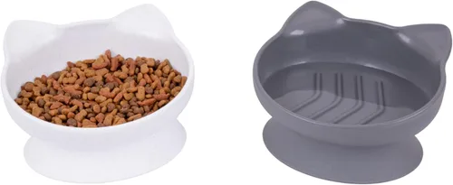 Miniatura 9 de Kitty City Cuencos Elevados para Gatos (Juego de 2), Platos Elevados Amigables con los Bigotes para Comida y Agua de Gatos, Diseño Moderno de rosado