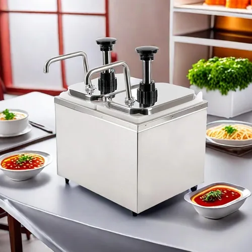 Miniatura 5 de Dispensador de queso doble con bomba, calentador de dulce de azúcar caliente, calentador de salsa manual para queso nacho y chocolate, capacidad
