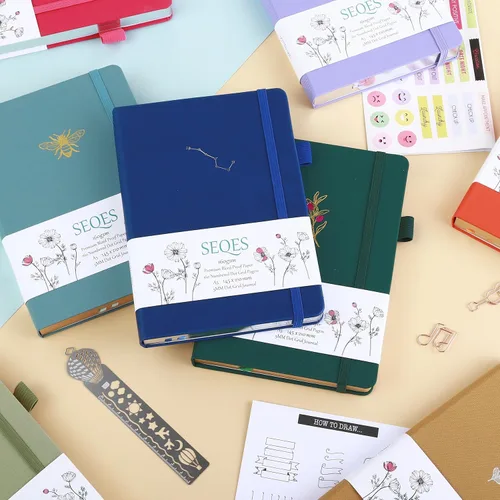 Miniatura 8 de Cuaderno Diario Punteado de Bala A5 Papel Grueso de 160gsm a Prueba de Sangre, Encuadernación Plana, 160 Páginas Numeradas Cuaderno
