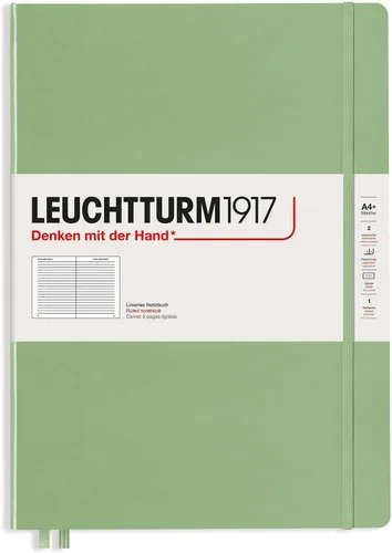 Miniatura 3 de LEUCHTTURM1917 - Cuaderno de tapa dura Master Slim A4+ - 123 páginas numeradas para escritura y diario (salvia, a rayas)