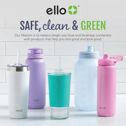 Miniatura 5 de Ello Duraglass - Recipiente de vidrio para preparación de comidas, 1.75 tazas, con funda de silicona y tapa de plástico hermética sin BPA, apto