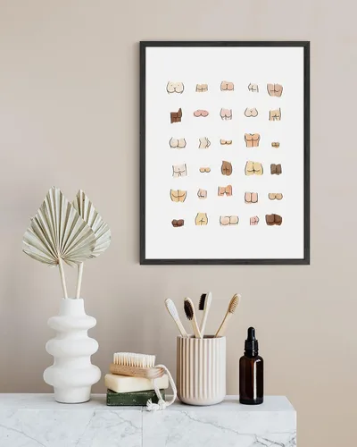 Miniatura 4 de HAUS AND HUES Funny Butts Collage - Póster artístico para decoración de baño, 12 x 16 pulgadas, sin marco