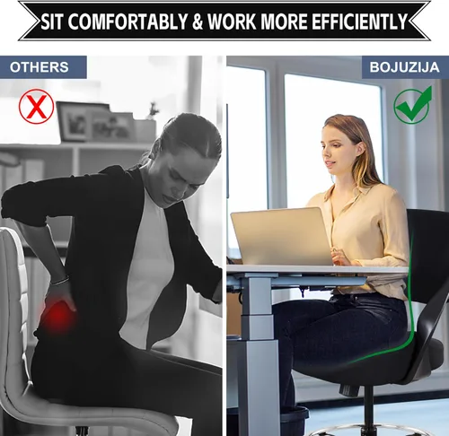 Miniatura 4 de Silla de dibujo ergonómica,Silla de escritorio de computadora de pie,Anillo de pie, Soporte lumbar,Silla giratoria para tareas,Negro