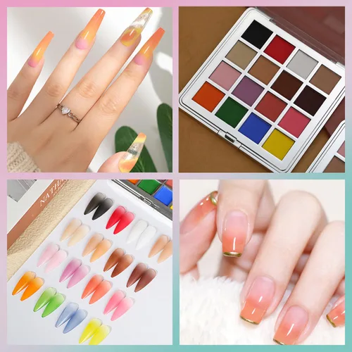 Miniatura 5 de Juego de polvos de pigmentos de uñas de 16 colores para crear un impresionante arte de uñas degradado con tonos brillantes, accesorios perfectos
