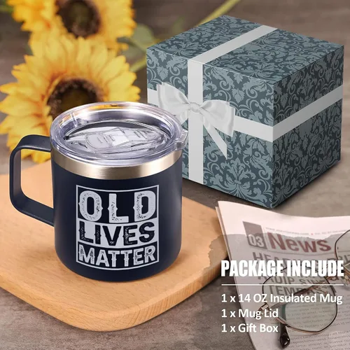 Miniatura 2 de Vaso de acero inoxidable de 14 onzas con tapa para ancianos y ancianos, regalo de broma para hombres mayores, regalos para hombres mayores
