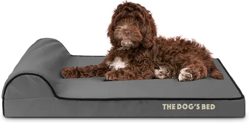 Miniatura 33 de The Dog's Bed - Cama Ortopédica para Perros con Reposacabezas XL Negra de Felpa, Espuma Viscoelástica, Alivio del Dolor para Artritis, Displasia