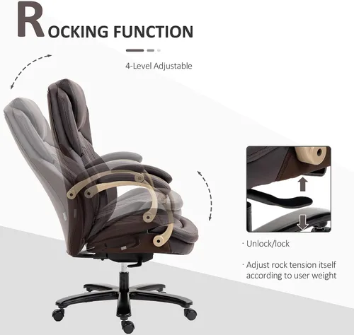 Miniatura 5 de Vinsetto Silla de oficina ejecutiva grande y alta con asiento ancho, silla de escritorio para computadora con respaldo alto costuras de diamante