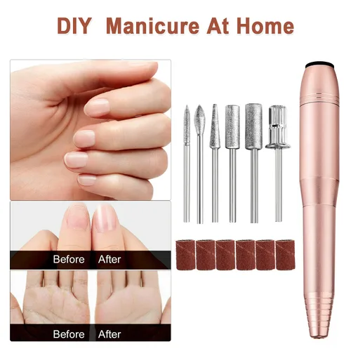 Miniatura 2 de Taladro de uñas eléctrico portátil con kit de uñas acrílicas, juego profesional de manicura y pedicura de 20000 rpm para acrílico, uñas de gel