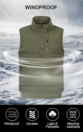 Miniatura 3 de Chrisuno Chaleco de esquí acolchado de invierno ligero para hombre, ropa de abrigo plegable