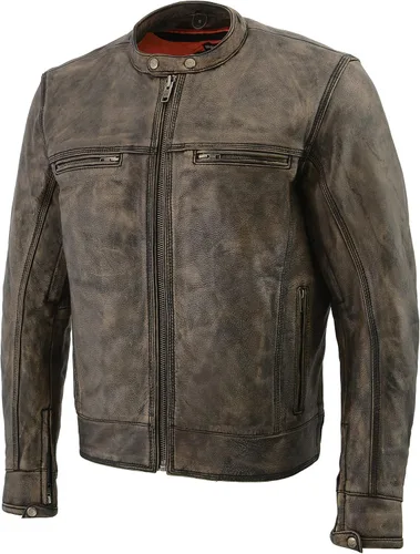 Miniatura 6 de Milwaukee Leather Chaqueta de moto marrón envejecido para hombre con ventilación