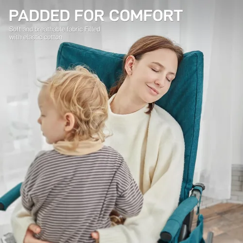 Miniatura 3 de EVER ADVANCED Silla de camping basculante plegable extragrande, silla de columpio portátil acolchada para patio, césped y exteriores, sillón duro