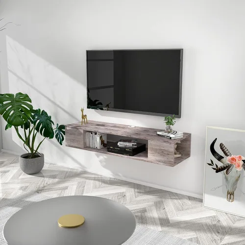 Miniatura 10 de GHC Soporte de TV flotante, centro de entretenimiento montado en la pared y estante de gabinete, consola de TV con almacenamiento, consola