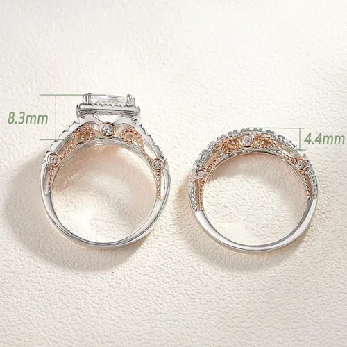 Miniatura 6 de Wuziwen Anillo de compromiso de 4 quilates para mujer, plata de ley, circonita cúbica, anillo de boda