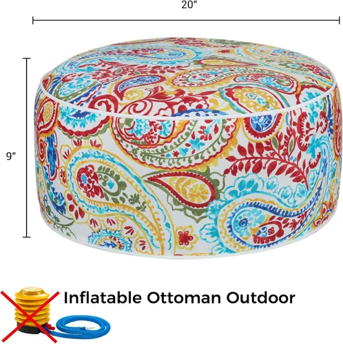Miniatura 3 de Otomana inflable para exteriores con bomba de aire, puf portátil de patio de 20 x 9 pulgadas, resistente al agua, resistente a la decoloración