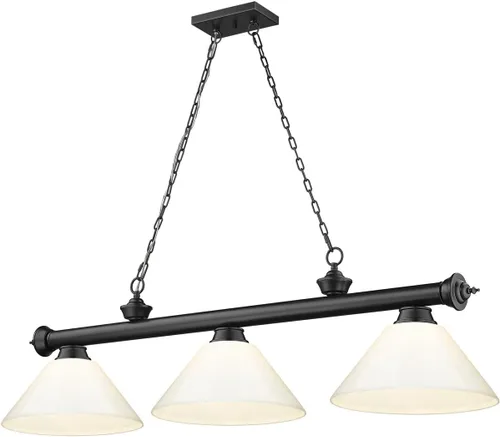 Miniatura 11 de Z-Lite 2306-3BP-PWH - Colgante de billar con cordón, 3 luces, 180 vatios totales, chapado en bronce