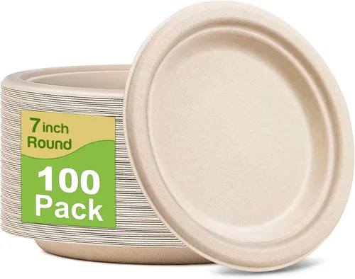 Miniatura 9 de Paquete de 300 platos de papel a granel, platos de papel pequeños de 7 pulgadas, platos 100% compostables, platos desechables ecológicos, platos