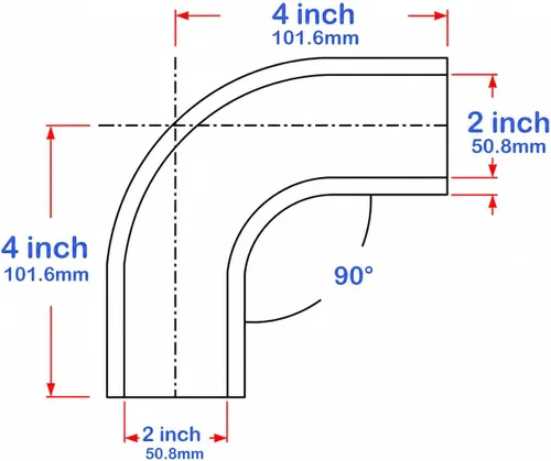 Miniatura 2 de Ucreative Codo de 90 grados ID: 2.0" (51mm) Manguera de silicona acopladora de 4 capas de alto rendimiento para vehículo con abrazadera de perno en T