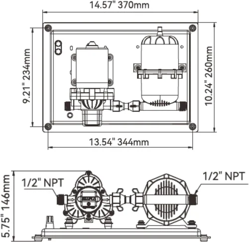Miniatura 7 de SEAFLO Sistema de Bomba de Agua y Tanque Acumulador Serie 33 - 115V, 3,3 GPM, 45 PSI, Tanque de 0,2 Galones Reduce el Ciclado Para Uso Marino