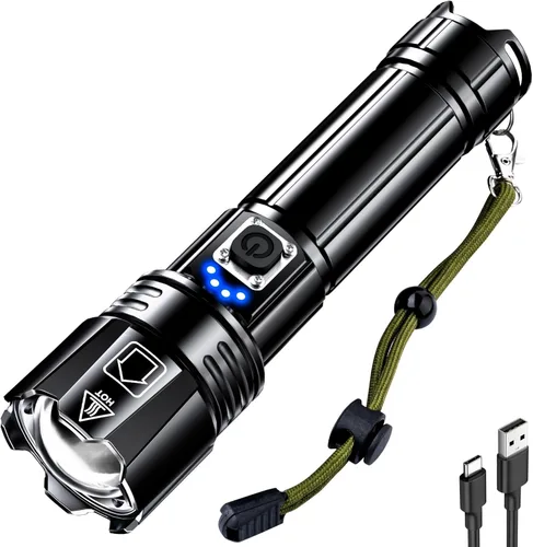 Miniatura 9 de AKNEAR Linterna recargable de alta luminosidad súper brillante (pantalla digital, 1 paquete)