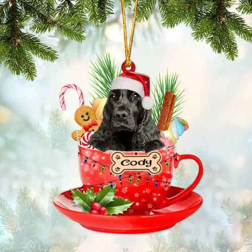 Miniatura 102 de NAZENTI Adorno personalizado de Alaskan Malamute en taza roja, adorno de Navidad personalizado para perros amantes de las mascotas, colgante
