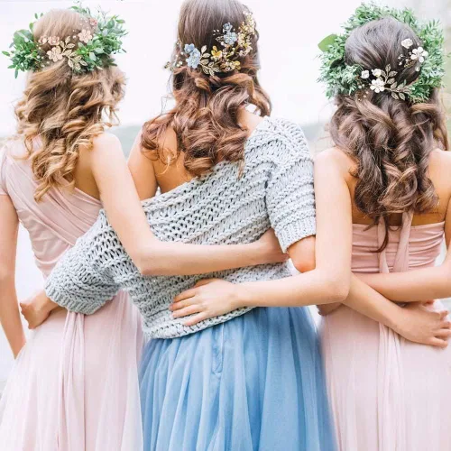 Miniatura 4 de BOYIVI 4 accesorios para el cabello de boda, peines y alfileres para el cabello de novia con perlas rosas, tenedores de pelo vintage para novias