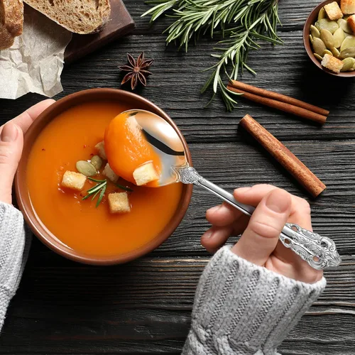Miniatura 3 de KEAWELL Juego de 4 cucharas redondas para sopa, acero inoxidable 18/10, cuchara de caldo de lujo, apta para lavavajillas, pulido fino espejo