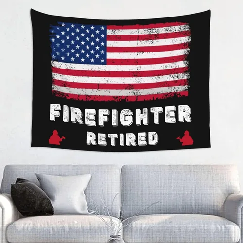 Póster de tapiz de bandera retirada de bombero, 29 x 37 pulgadas, decoración del hogar, decoración para colgar en la pared, decoración de fondo para