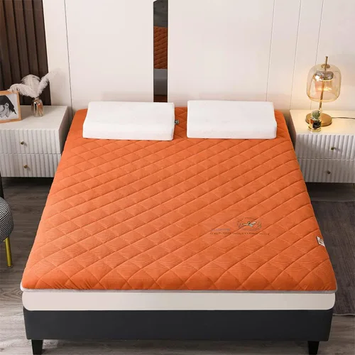 Miniatura 2 de KKCD Shikibuton - Colchón de futón japonés de felpa, cálido y suave, colchón enrollable para tatami, tapete portátil para dormir con fibra de Naranja