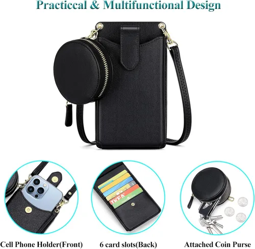 Miniatura 3 de Peacocktion - Bolso pequeño para teléfono celular, para mujeres, minibolso de hombro ligero para cruzarse por el cuello, con ranuras para tarjetas