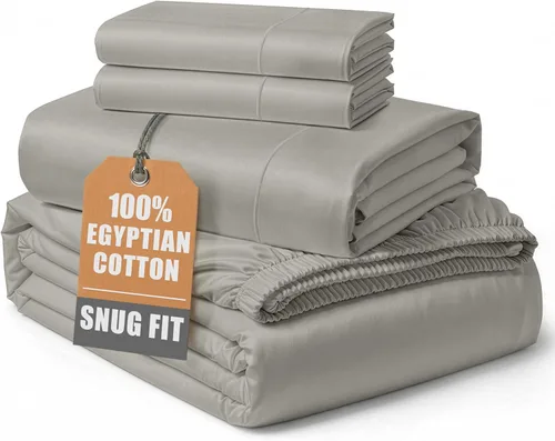 Miniatura 21 de Lane Linen Sábanas 100% de algodón egipcio, tamaño King, naturalmente transpirables y duraderas, cómodas para el invierno, ultra suaves, comodidad