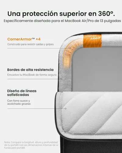 Miniatura 4 de Funda protectora Tomtoc 360° para MaaBook Air / MacBook Pro Retina de 13-13.3 pulgadas/iPad Pro de 12.9 pulgadas, Negro/Azul