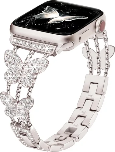 Miniatura 7 de Banda Mariposa Compatible con Correas de Apple Watch de 40mm 41mm 42mm (S11/10) 38mm iWatch SE Series 11 10 9 8 7 6 5 4 3, Correas delgadas