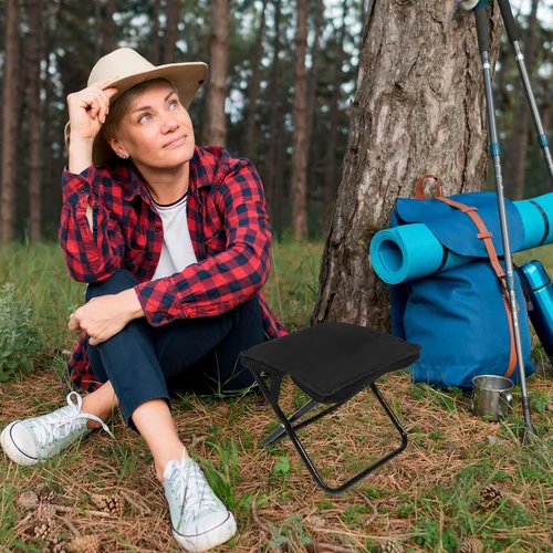Miniatura 8 de Taburete plegable portátil con elegante bolsa con cremallera, ligero y asiento al aire libre para camping, senderismo, pesca, mochilero, picnic