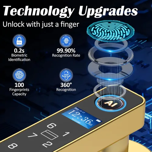 Miniatura 4 de Cerradura de puerta de entrada sin llave con código RFID tarjeta NFC APP Keypad, manija de puerta interior automática biométrica inteligente